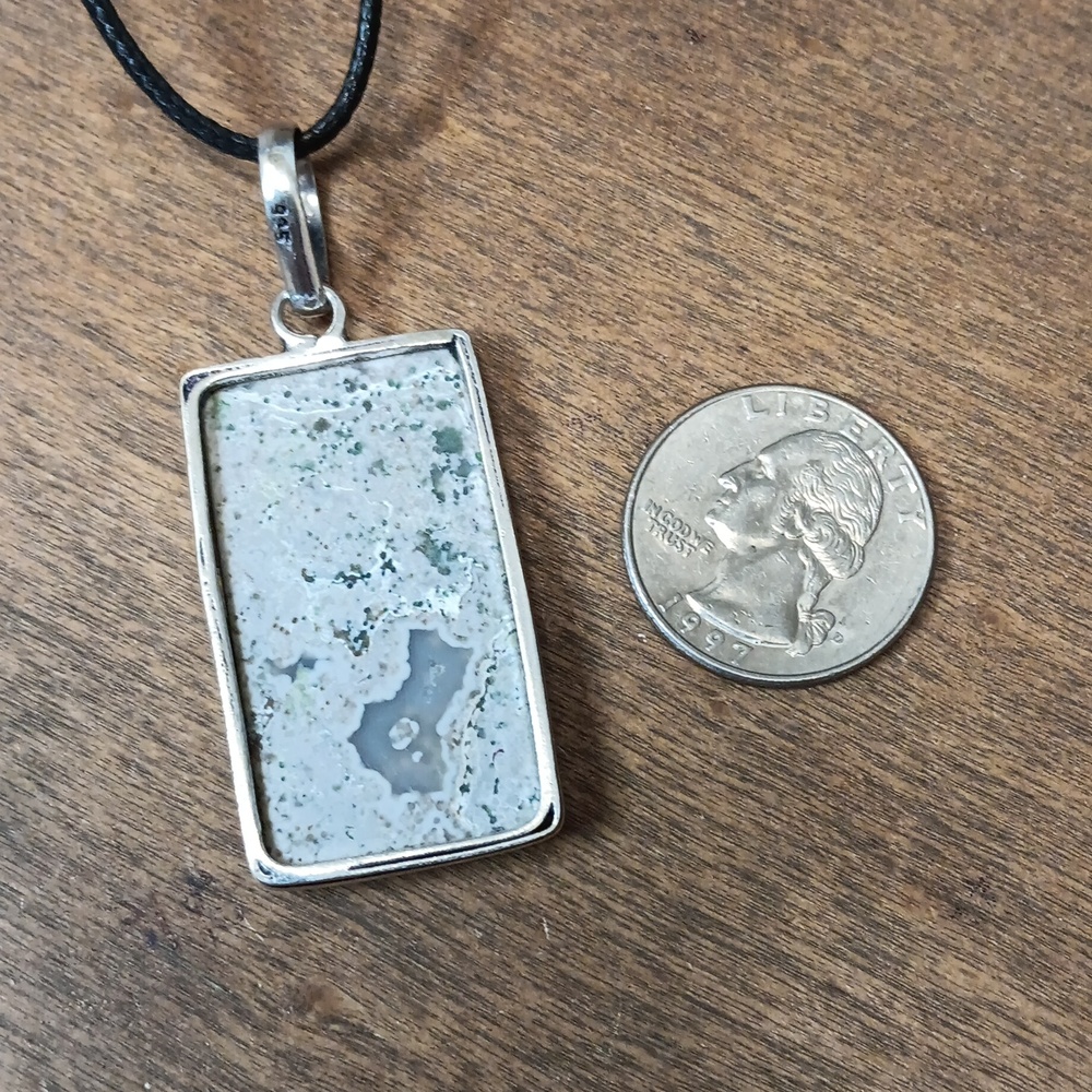 Rectangular Stone Pendant Necklace - image 2